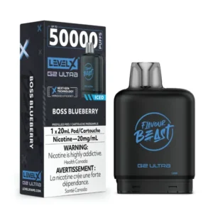 levelx g2 ultra flavourbeast pod mar2026 render fam 20mg bossblueberry 3.webp