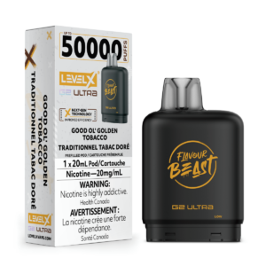 levelx boost g2 ultra flavourbeast pod apr2025 render fam 20mg goodolgoldentobacco 1.webp