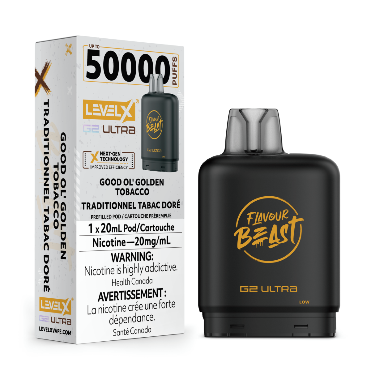 levelx boost g2 ultra flavourbeast pod apr2025 render fam 20mg goodolgoldentobacco 1.webp levelx boost g2 ultra flavourbeast pod apr2025 render fam 20mg goodolgoldentobacco 1.webp