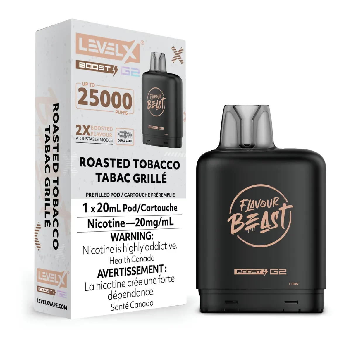 levelx boost g2 flavourbeast pod feb2025 render fam 20mg roastedtobacco 7 square.webp levelx boost g2 flavourbeast pod feb2025 render fam 20mg roastedtobacco 7 square.webp