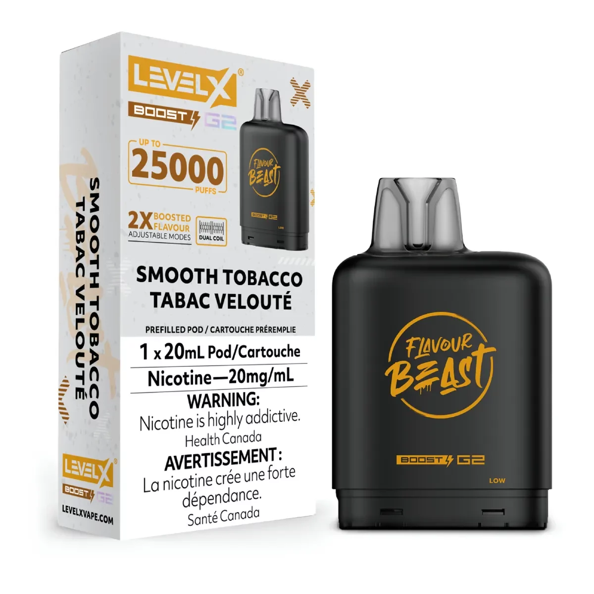 levelx boost g2 flavourbeast pod feb2025 render fam 20mg smoothtobacco 7 square.webp levelx boost g2 flavourbeast pod feb2025 render fam 20mg smoothtobacco 7 square.webp