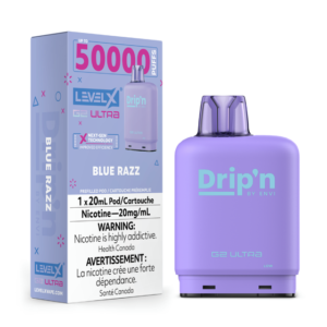 levelx g2 ultra dripn pod jul2025 render fam 20mg bluerazz 1.webp
