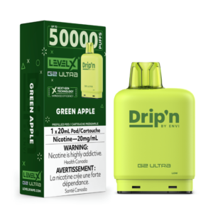 levelx g2 ultra dripn pod jul2025 render fam 20mg greenapple 1.webp