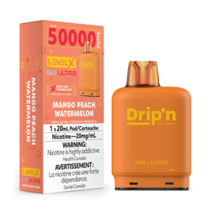levelx g2 ultra dripn pod jul2025 render fam 20mg mangopeachwatermelon 1.webp