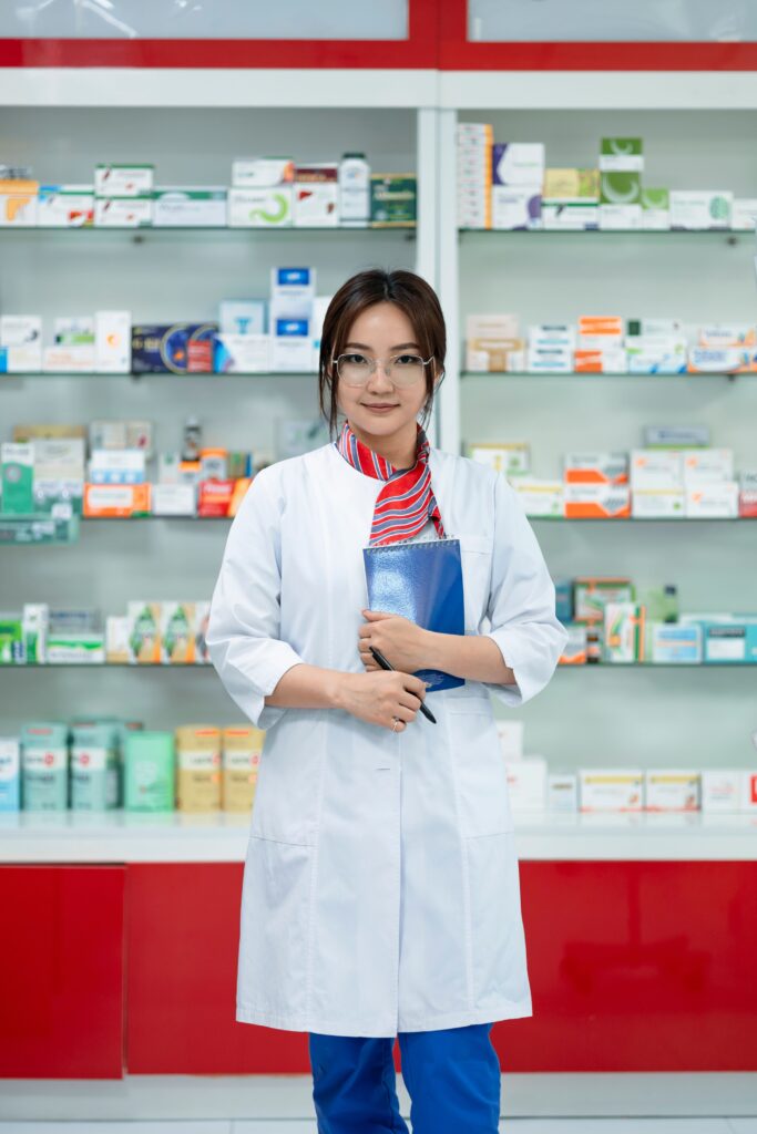 Pharmacist in a well-organized pharmacy in Australia